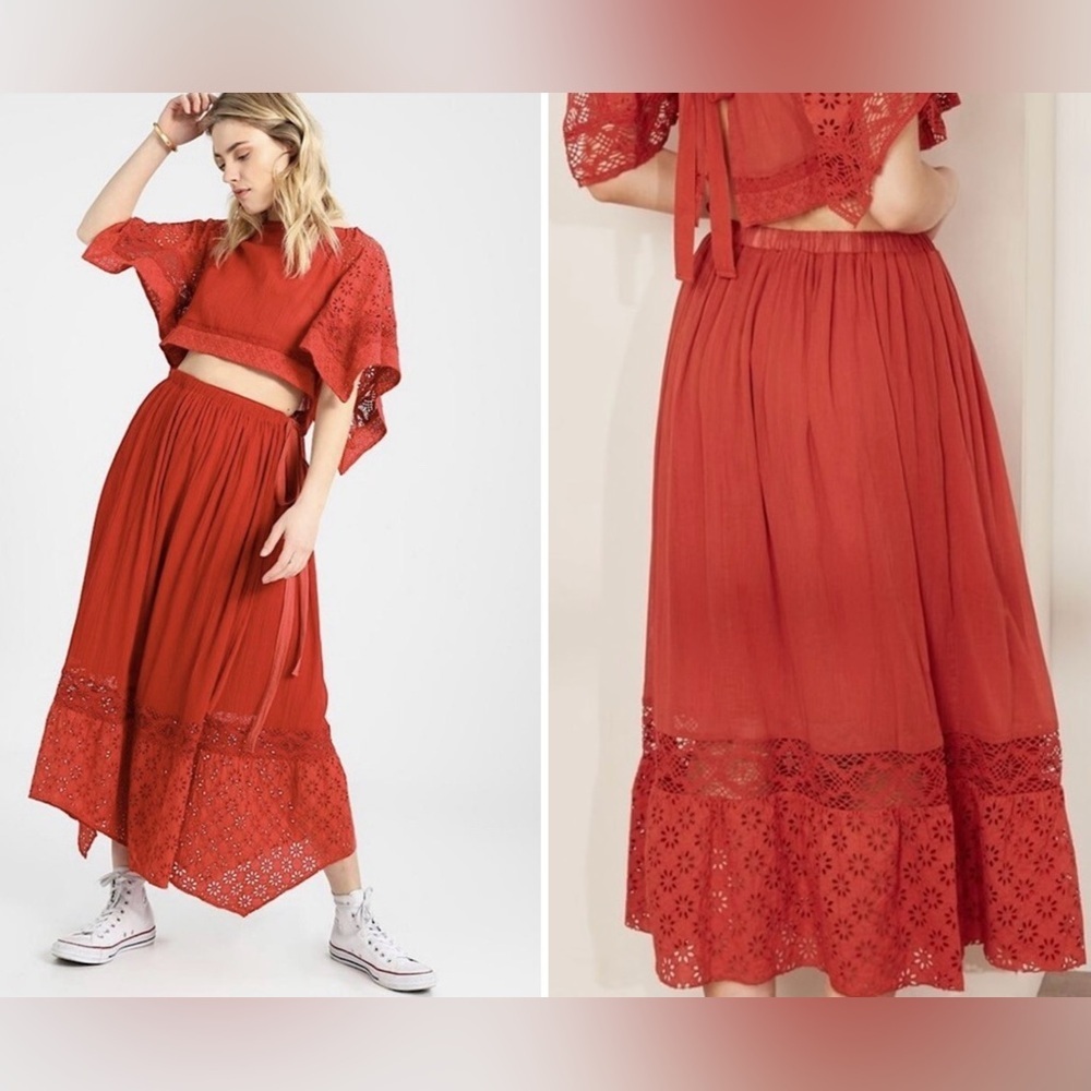 New! Free People Darling Eyelet Lace Slit Skirt Only in Burn Notice ❤️ XS - Picture 3 of 15